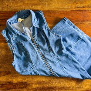 Pamela Scott Sleeveless Zip-Front Denim Midi Dress